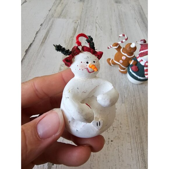 Sandi gore evans snowman gingerbread ornament tree Xmas gingerbread set - Picture 2 of 10